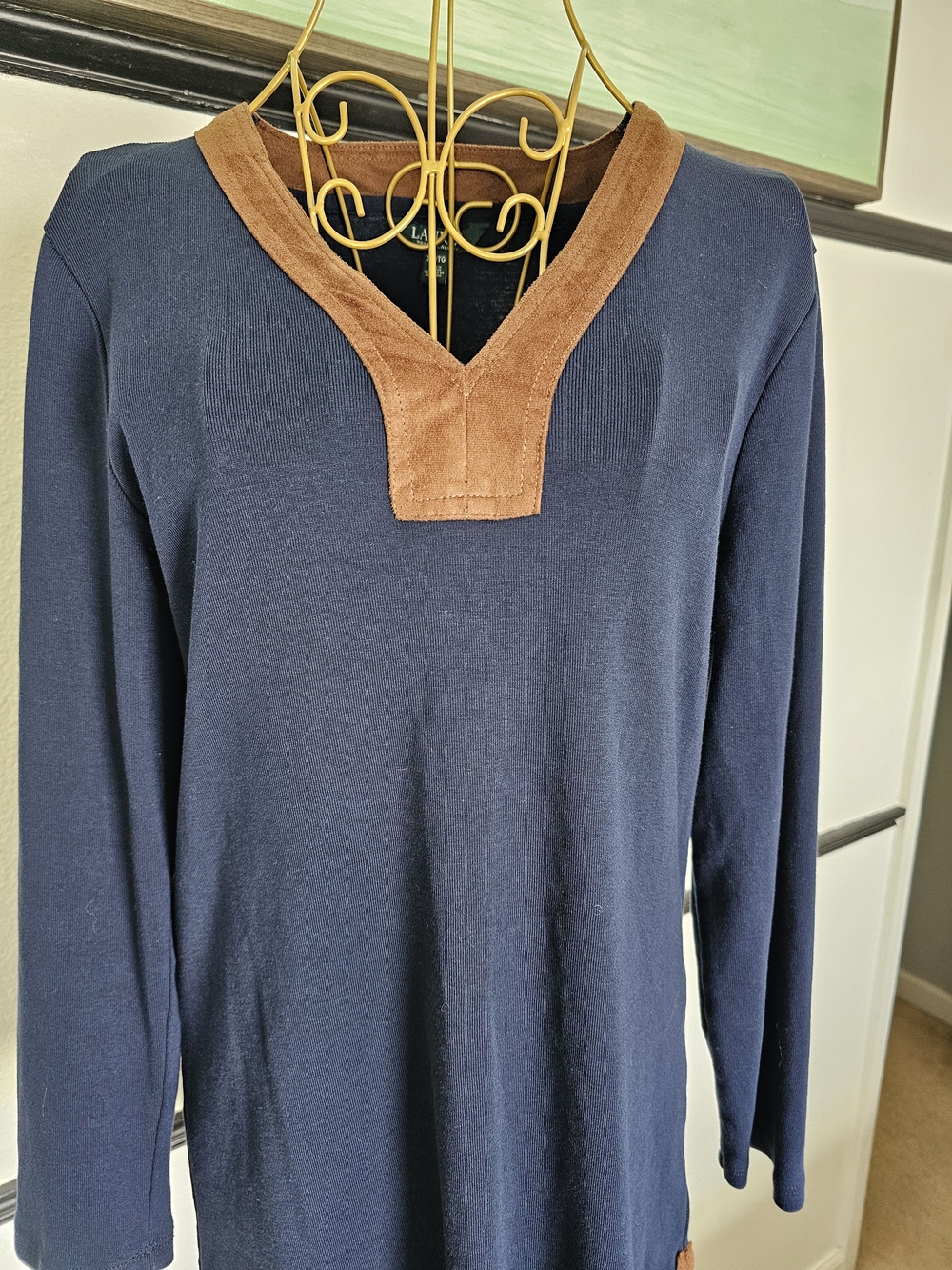 RALPH LAUREN Womens Tunic Top Navy(XL)